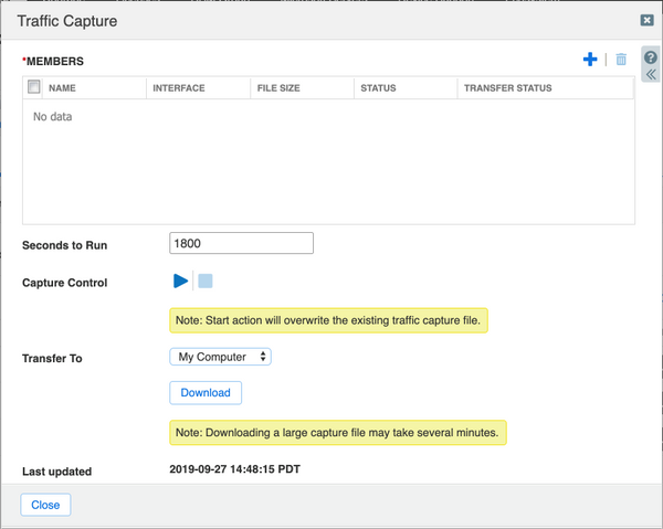 Traffic Capture Feature on NIOS GUI