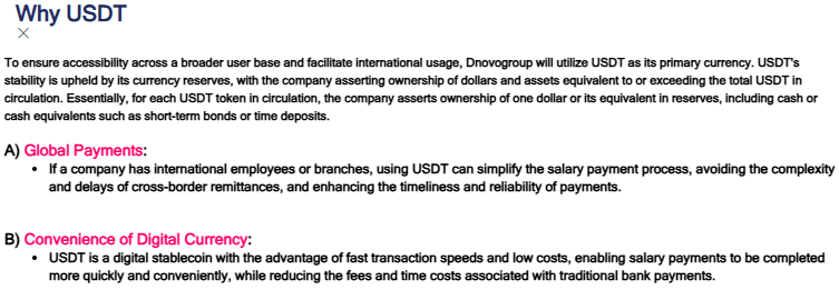 Figure 3: Explanation of why to use harder-to-track USDT [Scam portal]