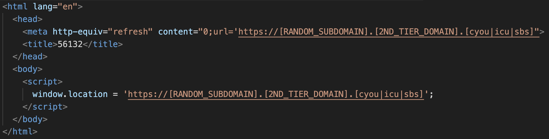 Figure 6: HTML and JavaScript redirection